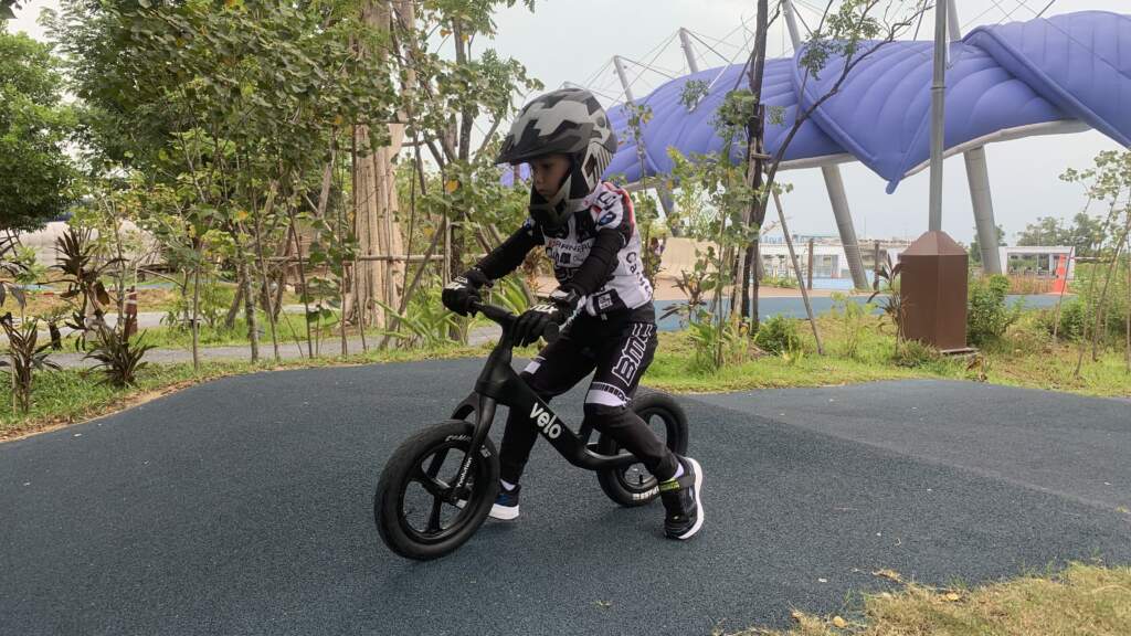 Pump Lane for kids with the balance bike on the grounds of the Happy & Healthy Bike Lane in Bangkok